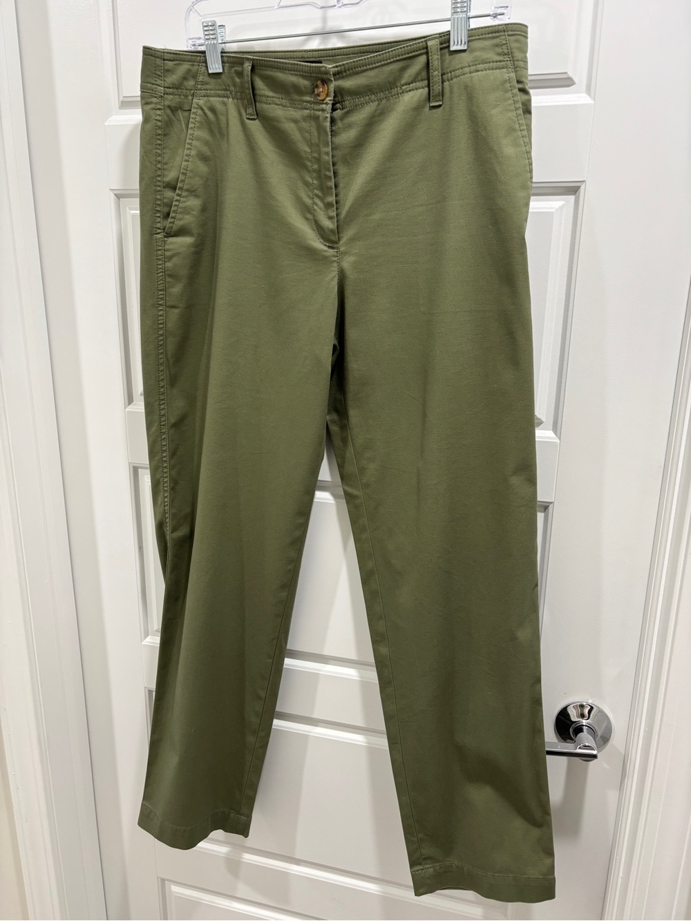 Talbots Heritage Twill Olive Green Straight Leg Chino Fall Workwear Pants Sz 8